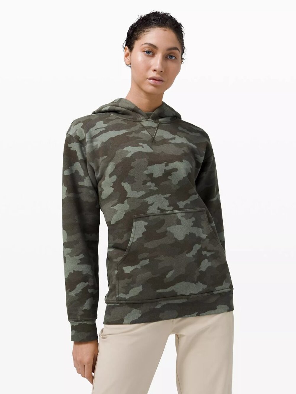 Lululemon ALL YOURS Fleece Hoodie size 4 green Camo
